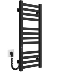 Электрический полотенцесушитель Deffi Magnus П12 300х800 левое подключение JD04 черный A.MA.80.30.12.E.B.L.2