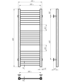 Электрический полотенцесушитель Deffi Magnus П12 300х800 правое подключение JD04 черный A.MA.80.30.12.E.B.R.2