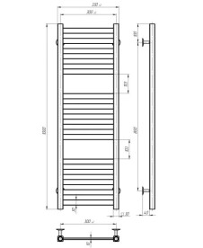 Електрична сушарка для рушників Deffi Magnus П15 300х1000 праве підключення JD04 чорний A.MA.100.30.15.E.B.R.2