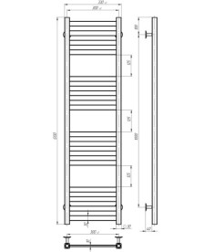 Электрический полотенцесушитель Deffi Magnus П16 300х1200 правое подключение JD04 хром A.MA.120.30.16.E.C.R.2