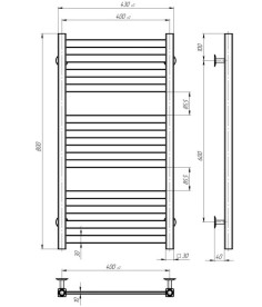 Электрический полотенцесушитель Deffi Magnus П12 400х800 правое подключение WD04 белый A.MA.80.40.12.E.W.R.4