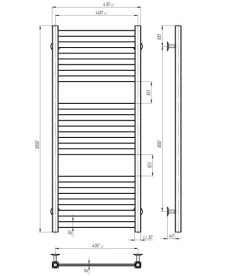 Электрический полотенцесушитель Deffi Magnus П15 400х1000 левое подключение JD04 черный A.MA.100.40.15.E.B.L.2