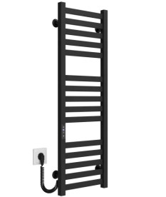 Электрический полотенцесушитель Deffi Magnus П15 400х1000 левое подключение JD04 черный A.MA.100.40.15.E.B.L.2