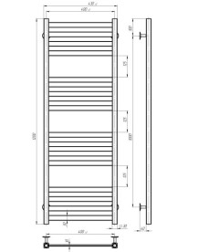 Электрический полотенцесушитель Deffi Magnus П16 400х1200 правое подключение JD04 черный A.MA.120.40.16.E.B.R.2