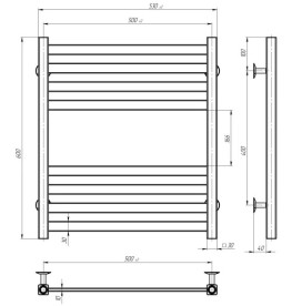 Електрична сушарка для рушників Deffi Magnus П8 500х600 ліве підключення WD04 білий A.MA.60.50.8.E.W.L.4