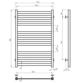Електрична сушарка для рушників Deffi Magnus П12 500х800 праве підключення JD04 чорний A.MA.80.50.12.E.B.R.2