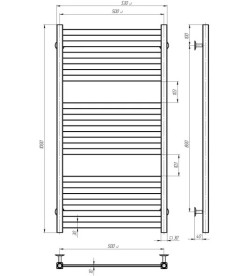 Електрична сушарка для рушників Deffi Magnus П15 500х1000 праве підключення WD04 білий A.MA.100.50.15.E.W.R.4