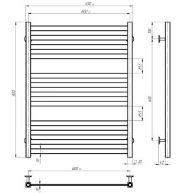 Електрична сушарка для рушників Deffi Magnus П12 600х800 праве підключення JD04 чорний A.MA.80.60.12.E.B.R.2