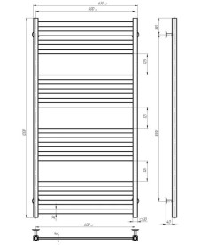Електрична сушарка для рушників Deffi Magnus П16 600х1200 ліве підключення JD04 чорний A.MA.120.60.16.E.B.L.2