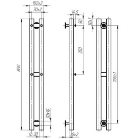 Електрична сушарка для рушників Deffi Maxi П3 70х800 WD04 фарбована сталь білий B.MX.80.7.3.E.W.U.3