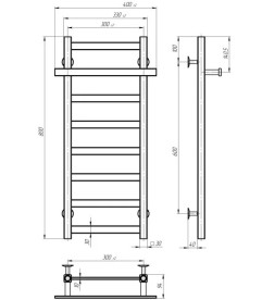 Электрический полотенцесушитель Deffi Nicolе П8 300х800 левое подключение JD04 хром A.NI.80.30.8.E.C.L.2