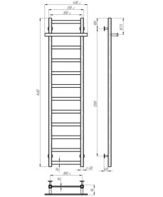 Електрична сушарка для рушників Deffi Nicole П12 300х1400 праве підключення JD04 хром A.NI.140.30.12.E.C.R.2