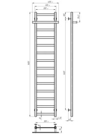 Електрична сушарка для рушників Deffi Nicolе П14 300х1600 ліве підключення JD04 чорний A.NI.160.30.14.E.B.L.2