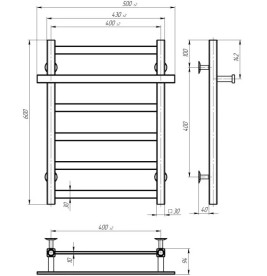 Електрична сушарка для рушників Deffi Nicolе П6 400х600 ліве підключення JD04 хром A.NI.60.40.6.E.C.L.2