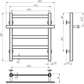 Электрический полотенцесушитель Deffi Nicolе П5 400х500 левое подключение JD04 черный A.NI.50.40.5.E.B.L.2