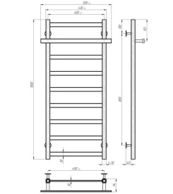 Електрична сушарка для рушників Deffi Nicole П9 400х1000 ліве підключення JD04 чорний A.NI.100.40.9.E.B.L.2