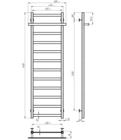 Электрический полотенцесушитель Deffi Nicolе П12 400х1400 правое подключение JD04 хром A.NI.140.40.12.E.C.R.2