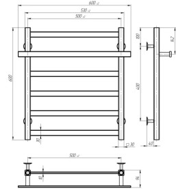 Электрический полотенцесушитель Deffi Nicolе П6 500х600 левое подключение JD04 хром A.NI.60.50.6.E.C.L.2