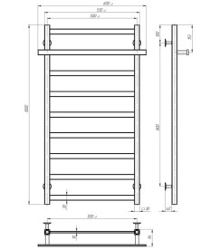 Электрический полотенцесушитель Deffi Nicolе П9 500х1000 левое подключение WD04 белый A.NI.100.50.9.E.W.L.4