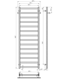 Электрический полотенцесушитель Deffi Nicolе П14 500х1600 левое подключение JD04 хром A.NI.160.50.14.E.C.L.2