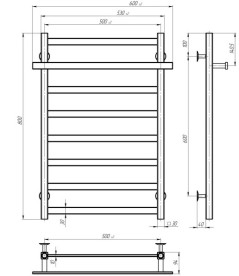 Электрический полотенцесушитель Deffi Nicolе П8 500х800 левое подключение JD04 черный B.NI.80.50.8.E.B.L.2