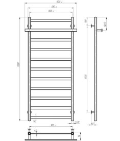 Електрична сушарка для рушників Deffi Nicolе П11 500х1200 праве підключення JD04 чорний B.NI.120.50.11.E.B.R.2