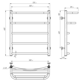 Электрический полотенцесушитель Deffi Отель П5 500х600 правое подключение JD03 хром C.OD.60.50.5.E.C.R.1