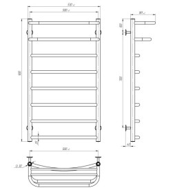 Електрична сушарка для рушників Deffi Готель П8 500х900 праве підключення WD03 білий C.OD.90.50.8.E.W.R.3