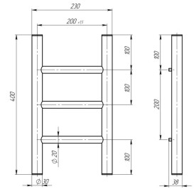 Электрический полотенцесушитель Deffi Орион П3 200х400 правое подключение черный C.OR.40.20.3.E.B.R.5