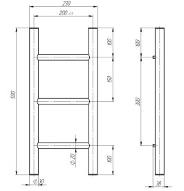Электрический полотенцесушитель Deffi Орион П3 200х500 правое подключение JD03 черный C.OR.50.20.3.E.B.R.1