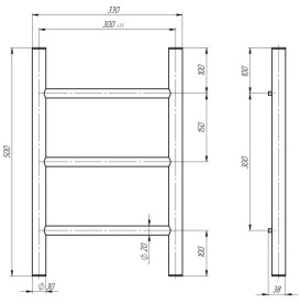 Електрична сушарка для рушників Deffi Оріон П3 300х500 ліве підключення білий C.OR.50.30.3.E.W.L.1