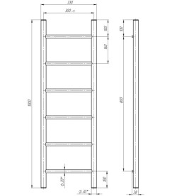 Электрический полотенцесушитель Deffi Орион П6 300х1000 правое подключение белый C.OR.100.30.6.E.W.R.5