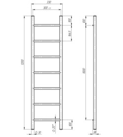 Электрический полотенцесушитель Deffi Орион П7 300х1200 левое подключение белый C.OR.120.30.7.E.W.L.5