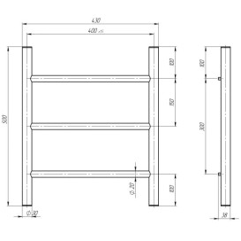 Електрична сушарка для рушників Deffi Оріон П3 400х500 ліве підключення хром C.OR.50.40.3.E.C.L.5