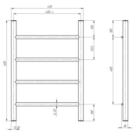 Електрична сушарка для рушників Deffi Оріон П4 400х600 ліве підключення WD03 білий C.OR.60.40.4.E.W.L.3