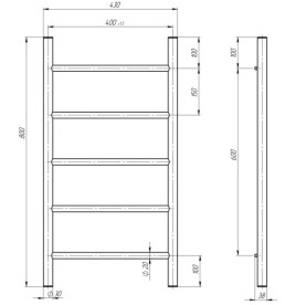 Електрична сушарка для рушників Deffi Оріон П5 400х800 ліве підключення білий C.OR.80.40.5.E.W.L.5