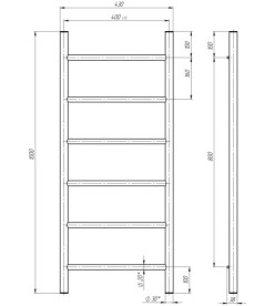 Электрический полотенцесушитель Deffi Орион П6 400х1000 правое подключение черный C.OR.100.40.6.E.B.R.5