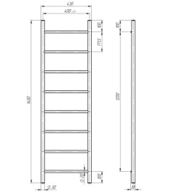 Электрический полотенцесушитель Deffi Орион П8 400х1400 левое подключение хром C.OR.140.40.8.E.C.L.5
