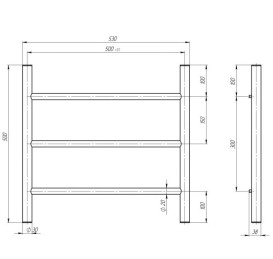 Электрический полотенцесушитель Deffi Орион П3 500х500 правое подключение JD03 черный C.OR.50.50.3.E.B.R.1