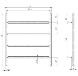 Електрична сушарка для рушників Deffi Оріон П4 500х600 ліве підключення чорний C.OR.60.50.4.E.B.L.5