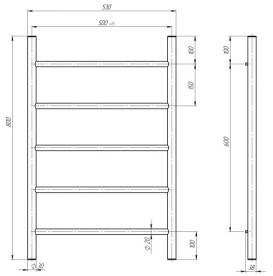 Електрична сушарка для рушників Deffi Оріон П5 500х800 ліве підключення білий C.OR.80.50.5.E.W.L.5