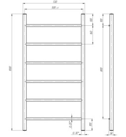 Электрический полотенцесушитель Deffi Орион П6 500х1000 левое подключение хром C.OR.100.50.6.E.C.L.5