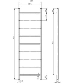 Электрический полотенцесушитель Deffi Орион П9 500х1600 правое подключение WD03 белый C.OR.160.50.9.E.W.R.3