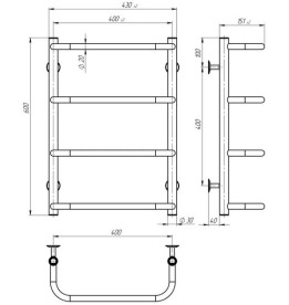 Электрический полотенцесушитель Deffi Стандарт П4 400х600 правое подключение WD03 белый C.SS.60.40.4.E.W.R