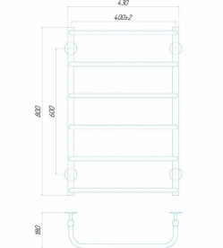 Электрический полотенцесушитель Deffi Стандарт П6 400х800 левое подключение хром C.SS.80.40.6.E.C.L.5