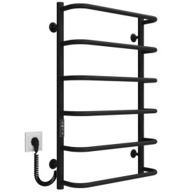 Электрический полотенцесушитель Deffi Стандарт П6 400х800 левое подключение JD03 черный C.SS.80.40.6.E.B.L.1