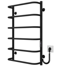 Электрический полотенцесушитель Deffi Стандарт П6 400х800 правое подключение JD03 черный C.SS.80.40.6.E.B.R.1