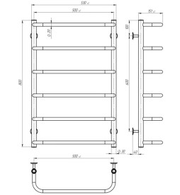 Электрический полотенцесушитель Deffi Стандарт П6 500х800 левое подключение JD03 черный C.SS.80.50.6.E.B.L.1