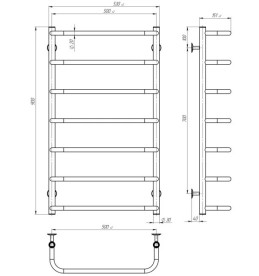 Электрический полотенцесушитель Deffi Стандарт П7 500х900 правое подключение WD03 белый C.SS.90.50.7.E.W.R.3