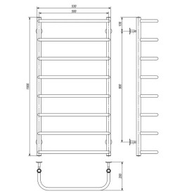 Електрична сушарка для рушників Deffi Стандарт П8 500х1000 ліве підключення хром C.SS.100.50.8.E.C.L.5